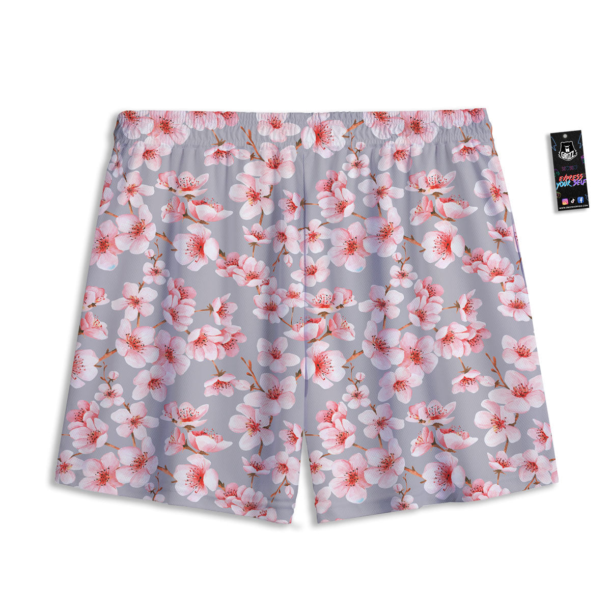 Cherry Blossom Pink Sakura Print Pattern Mesh Shorts