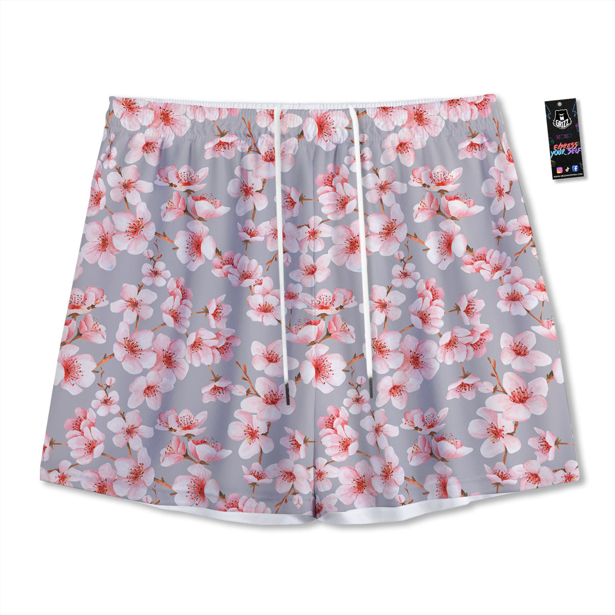 Cherry Blossom Pink Sakura Print Pattern Mesh Shorts