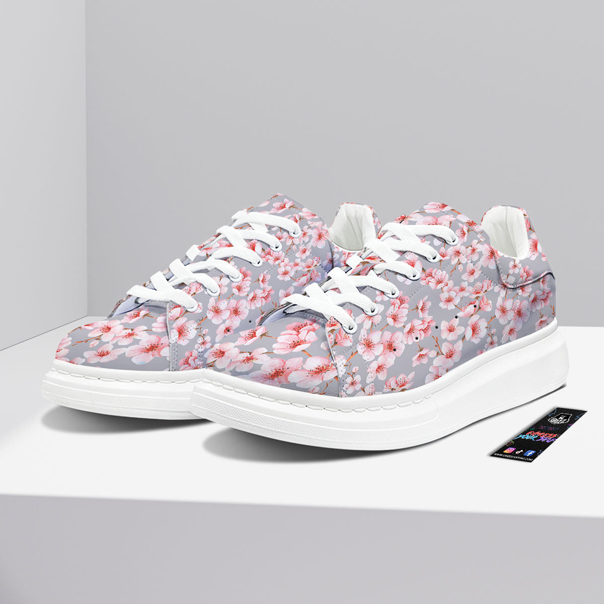Cherry Blossom Pink Sakura Print Pattern Platform Shoes-grizzshop