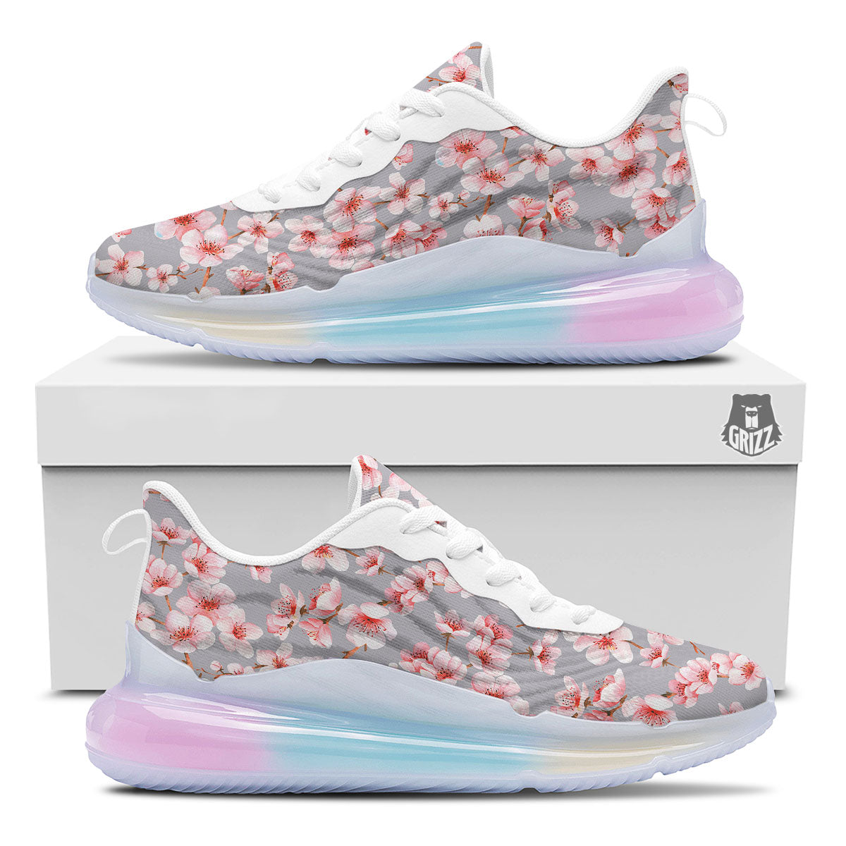 Cherry Blossom Pink Sakura Print Pattern Running Sneakers-grizzshop