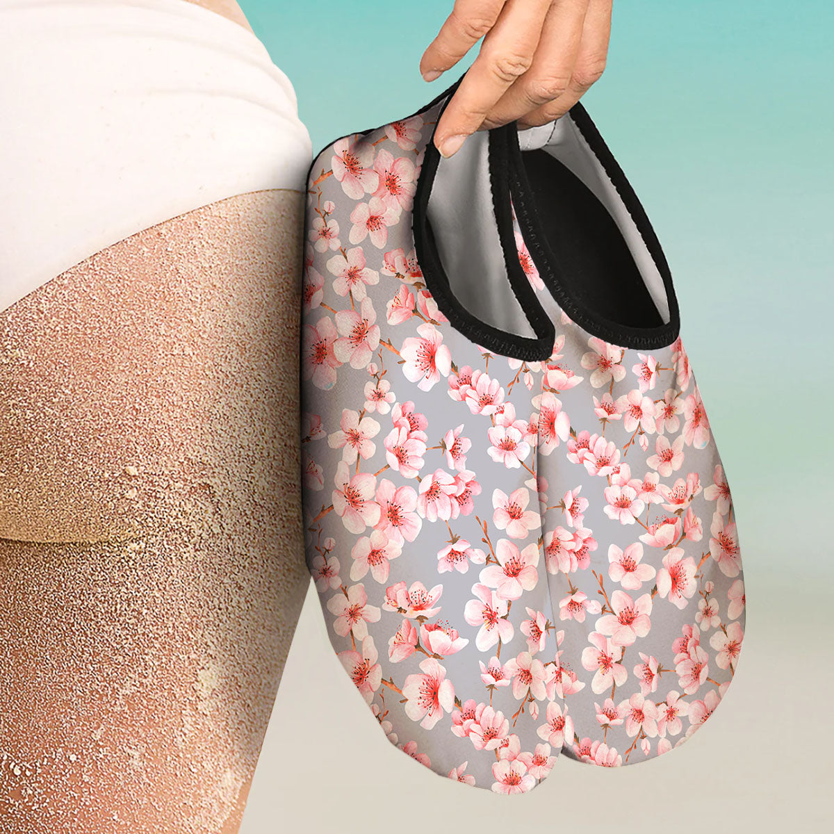Cherry Blossom Pink Sakura Print Pattern Water Shoes-grizzshop