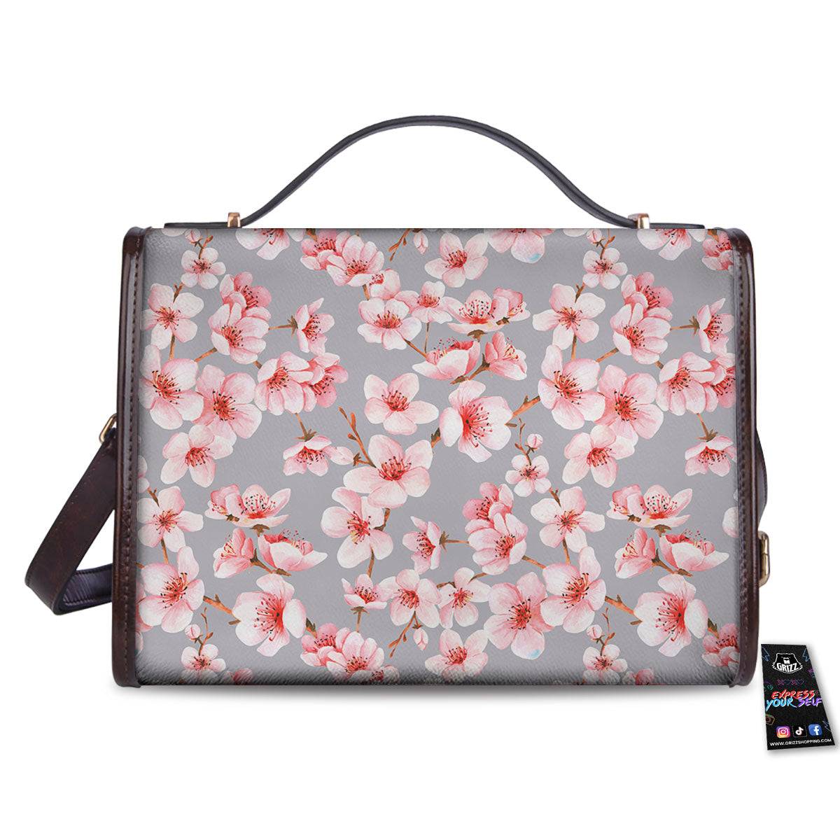 Cherry Blossom Pink Sakura Print Pattern Women's Satchel Bag-grizzshop