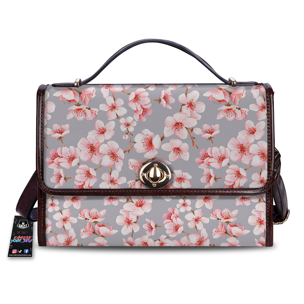 Cherry Blossom Pink Sakura Print Pattern Women's Satchel Bag-grizzshop