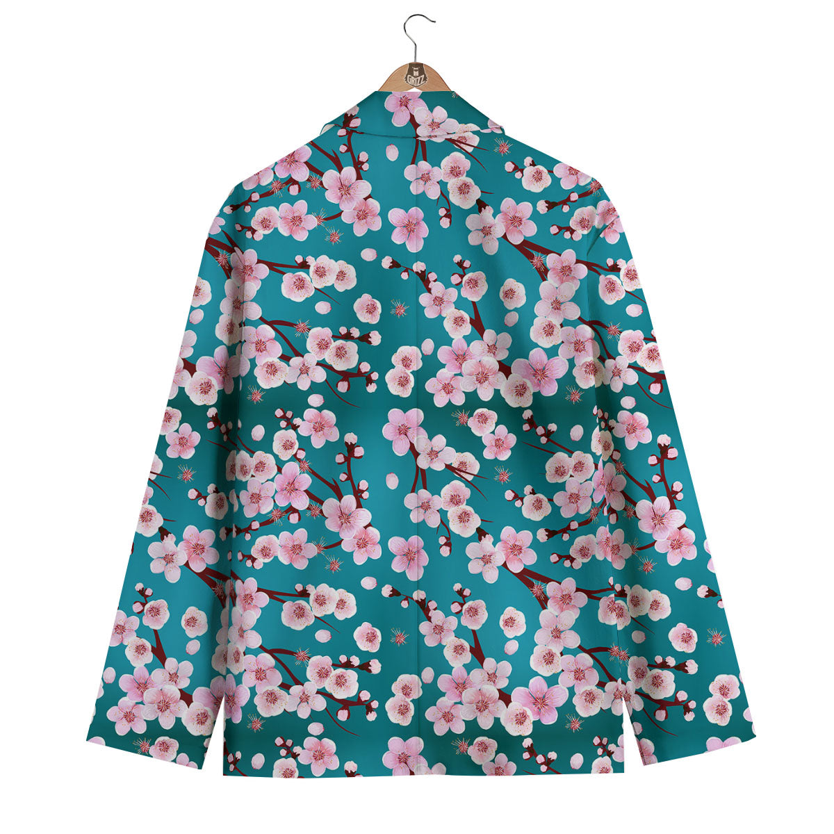 Cherry Blossom Print Men's Blazer-grizzshop