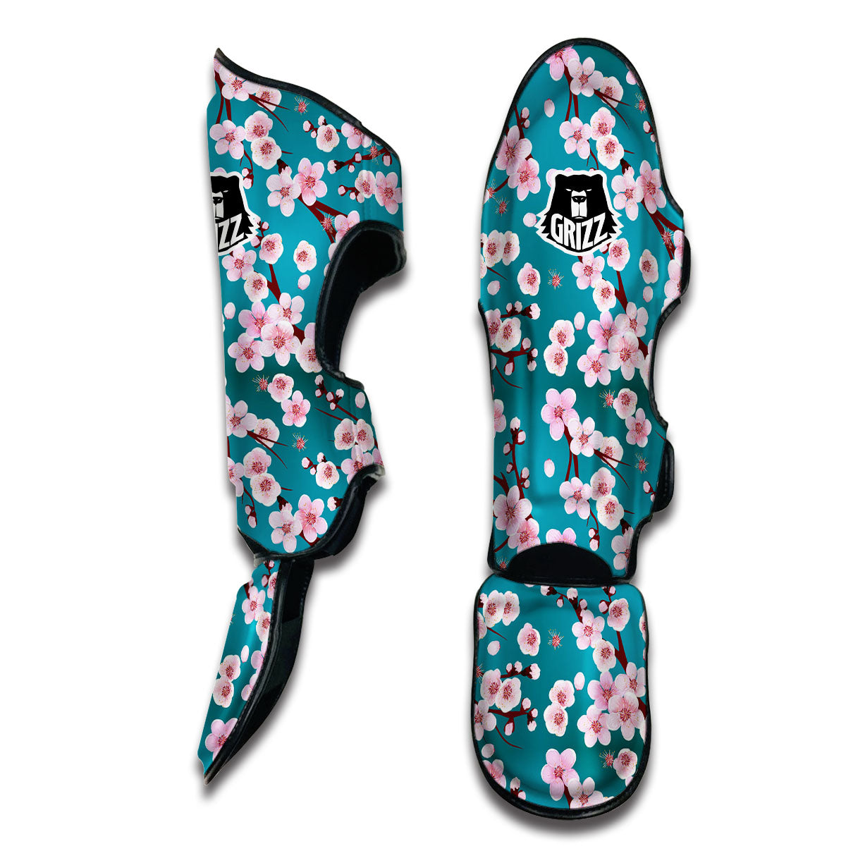 Cherry Blossom Print Muay Thai Shin Guards-grizzshop