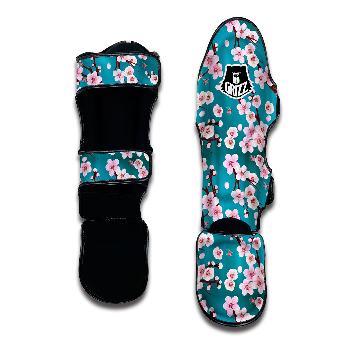 Cherry Blossom Print Muay Thai Shin Guards-grizzshop