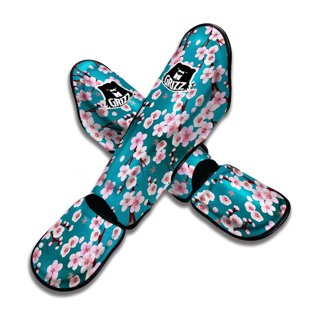 Cherry Blossom Print Muay Thai Shin Guards-grizzshop