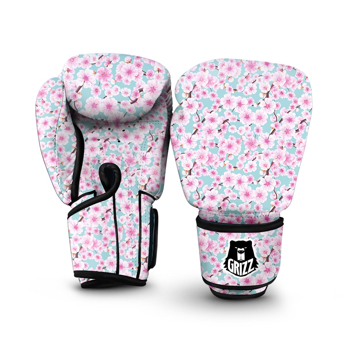 Cherry Blossom Sakura Blue Boxing Gloves-grizzshop