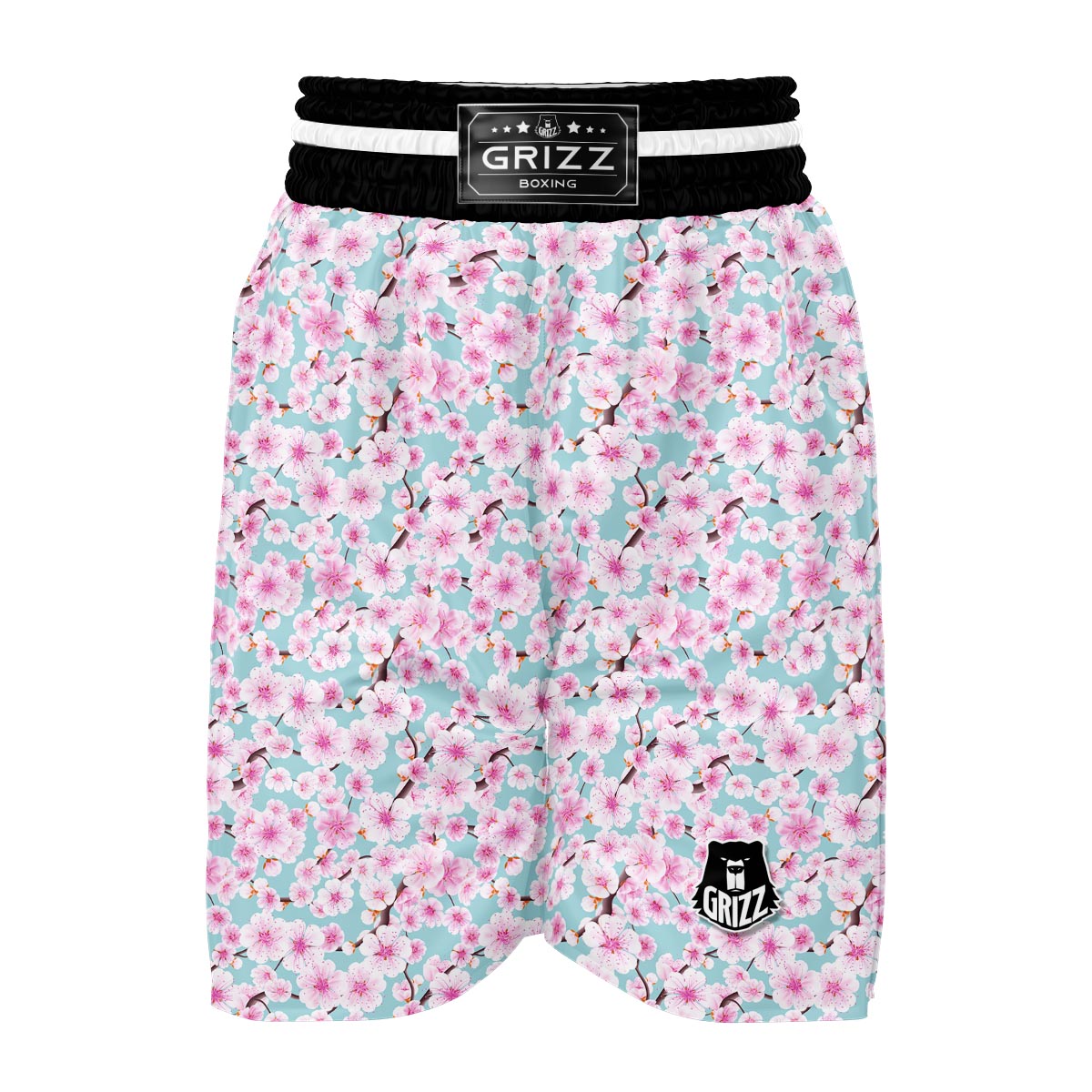 Cherry Blossom Sakura Blue Boxing Shorts-grizzshop