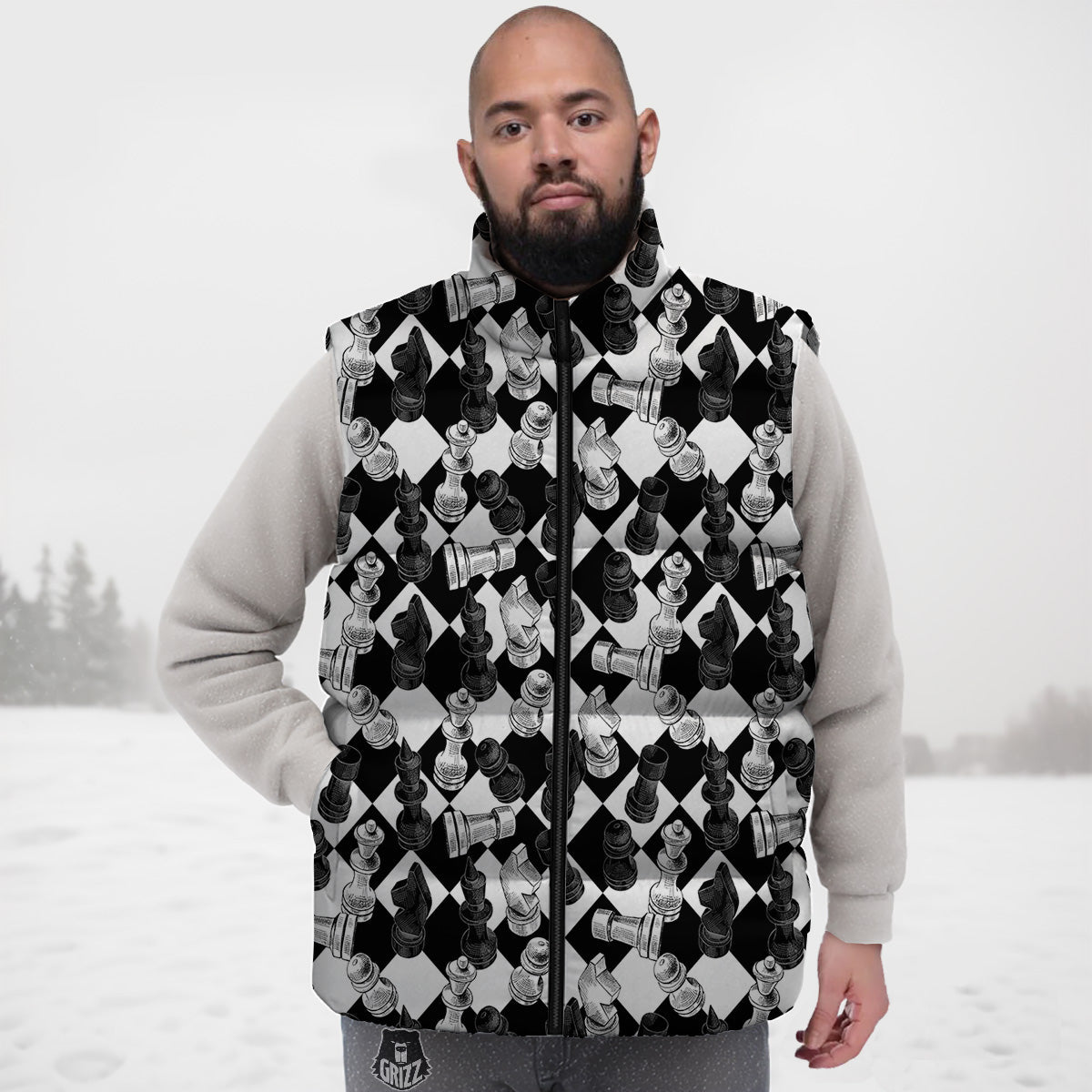 Cherry Blossom Sakura Blue Down Vest