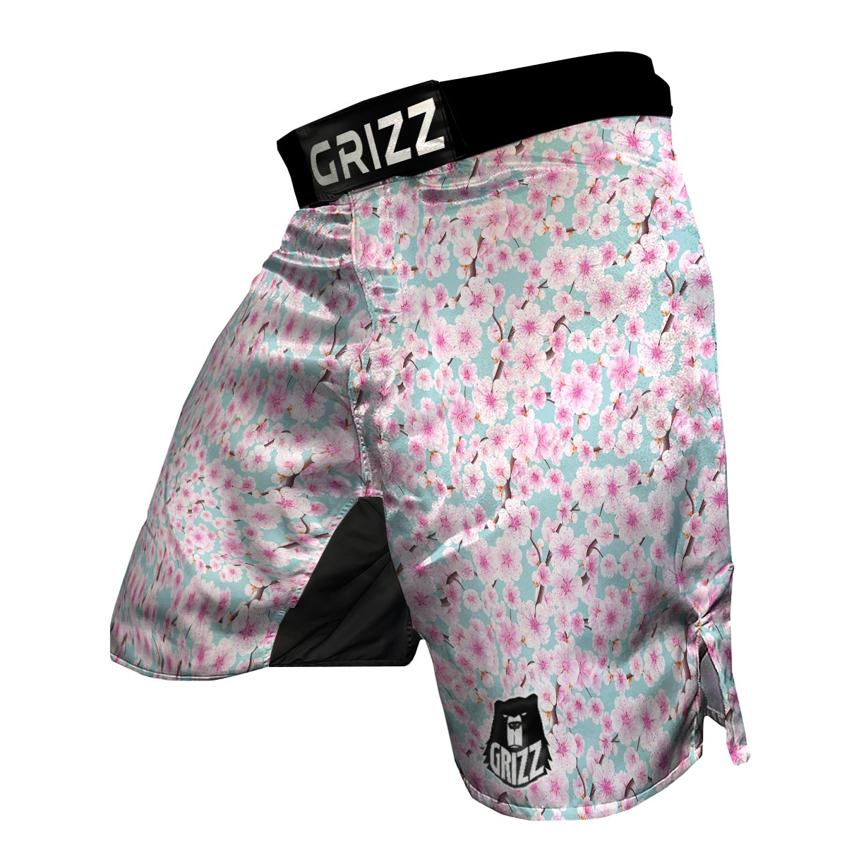 Cherry Blossom Sakura Blue MMA Shorts-grizzshop