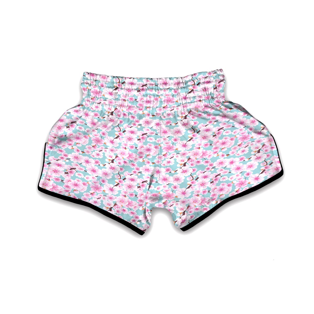 Cherry Blossom Sakura Blue Muay Thai Boxing Shorts-grizzshop