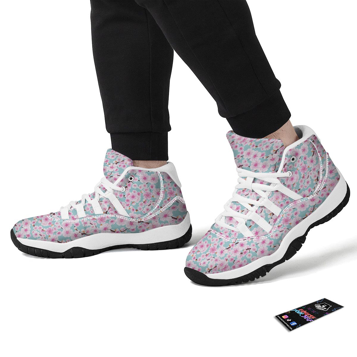 Cherry Blossom Sakura Blue White Bball Shoes-grizzshop