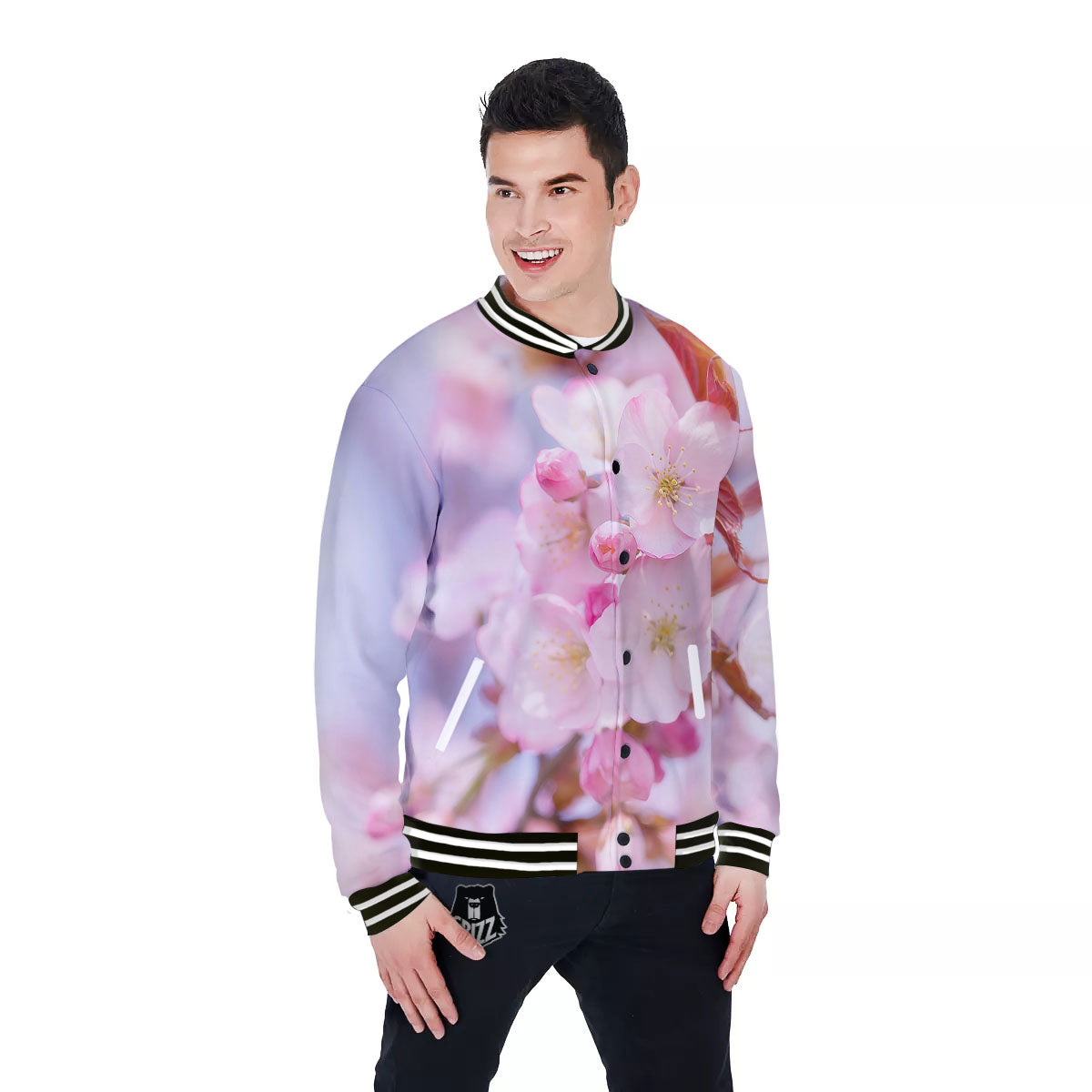 Cherry Blossom Sakura Flower Print Baseball Jacket-grizzshop