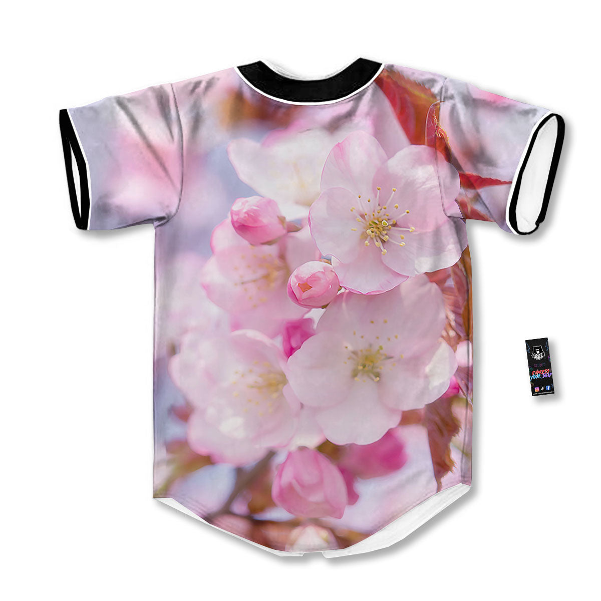 Cherry Blossom Sakura Flower Print Baseball Jersey-grizzshop