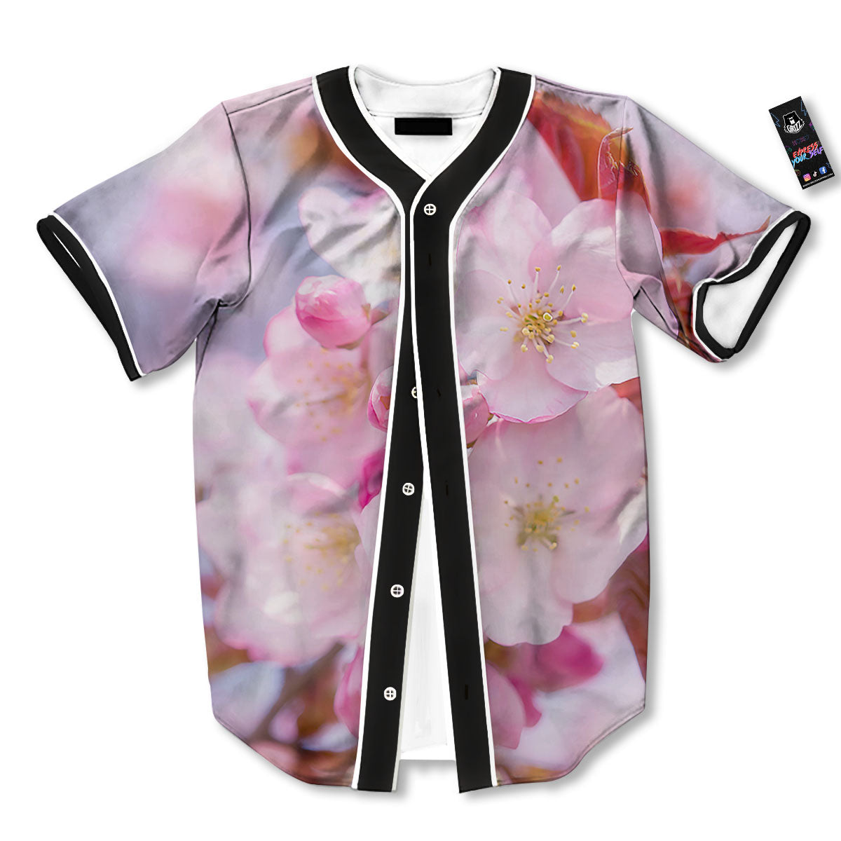 Cherry Blossom Sakura Flower Print Baseball Jersey-grizzshop