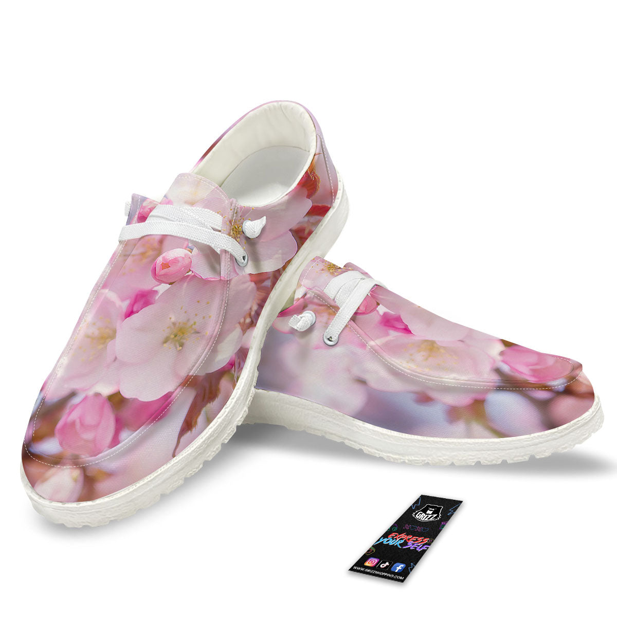 Cherry Blossom Sakura Flower Print Black Loafers-grizzshop