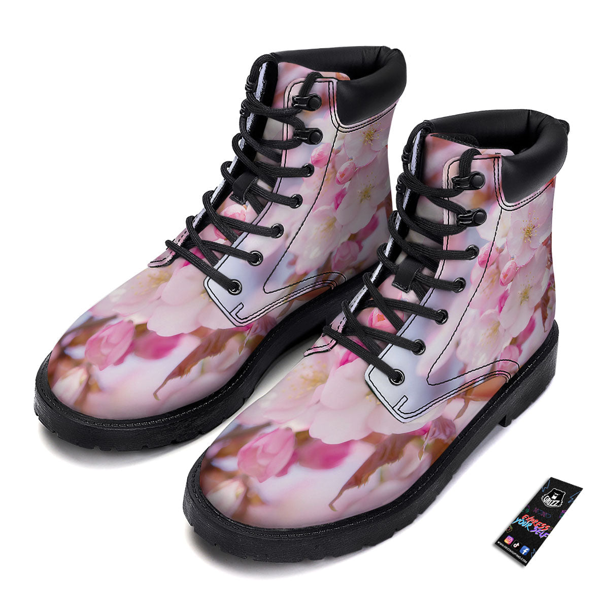 Cherry Blossom Sakura Flower Print Boots-grizzshop