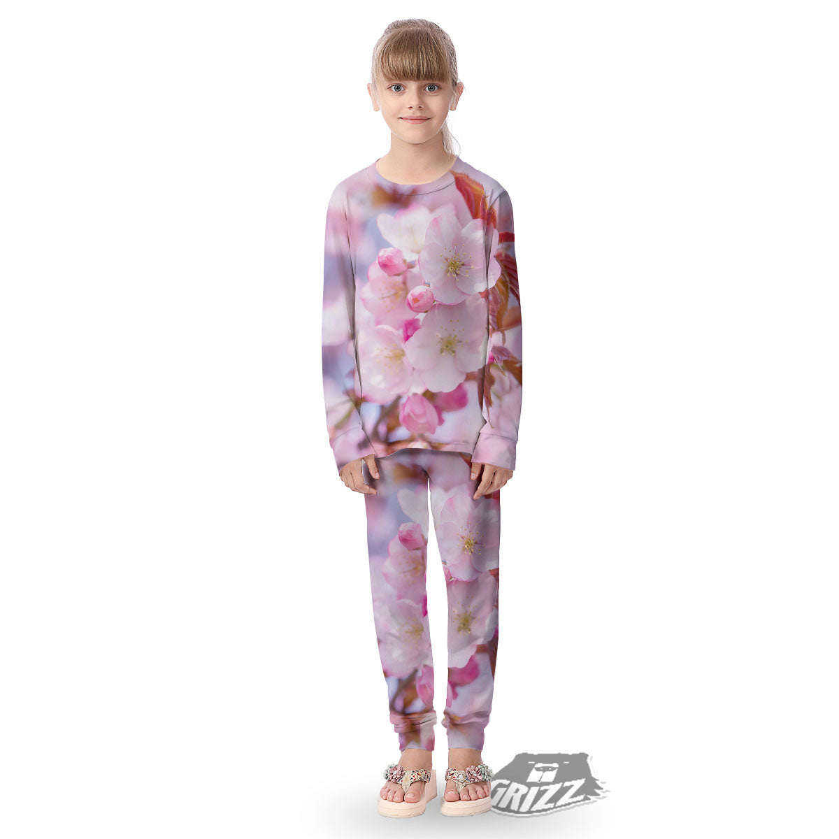 Cherry Blossom Sakura Flower Print Kid's Pajamas-grizzshop