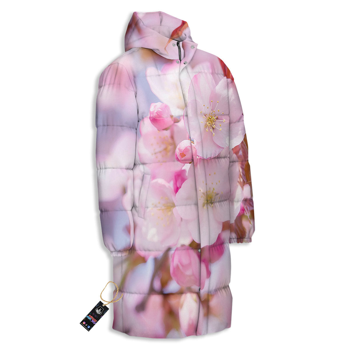 Cherry Blossom Sakura Flower Print Long Down Jacket-grizzshop