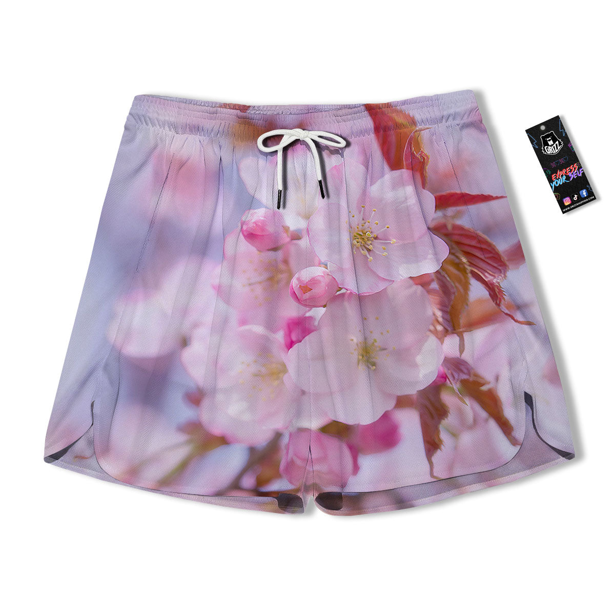Cherry Blossom Sakura Flower Print Men's Running Shorts-grizzshop