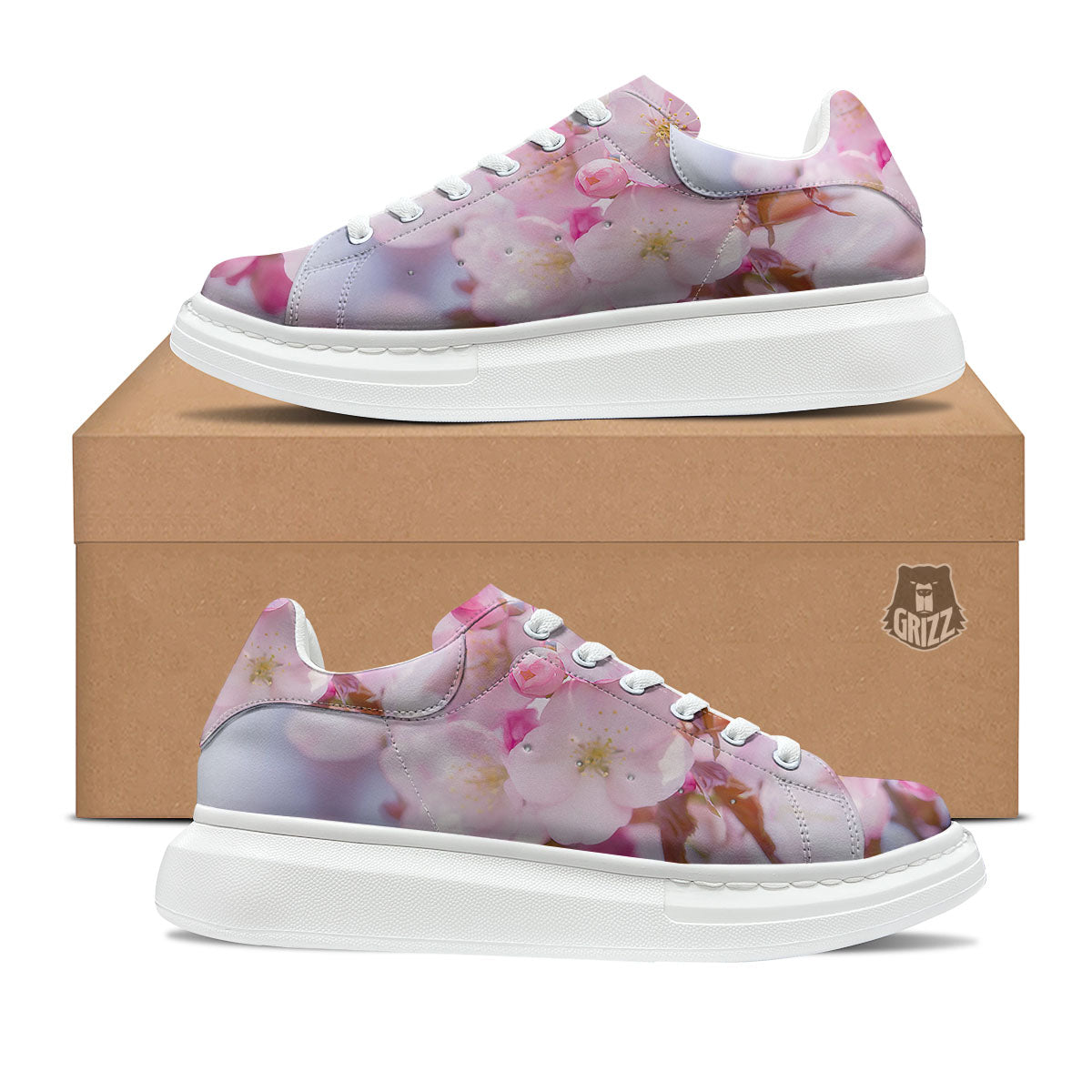 Cherry Blossom Sakura Flower Print Platform Shoes-grizzshop