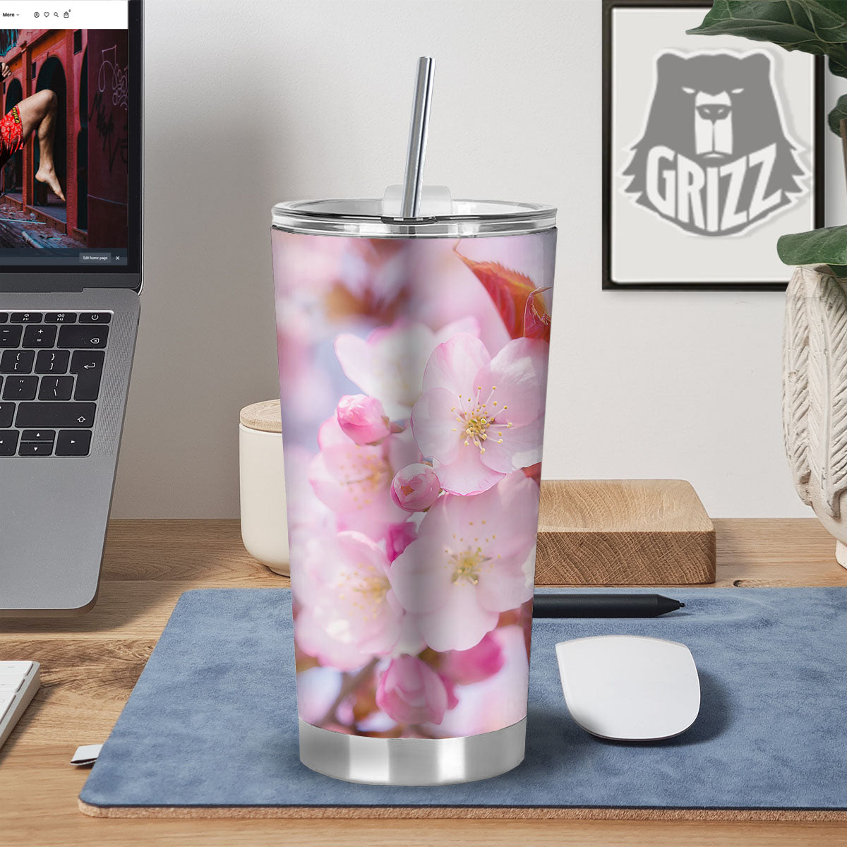 Cherry Blossom Sakura Flower Print Tumbler-grizzshop