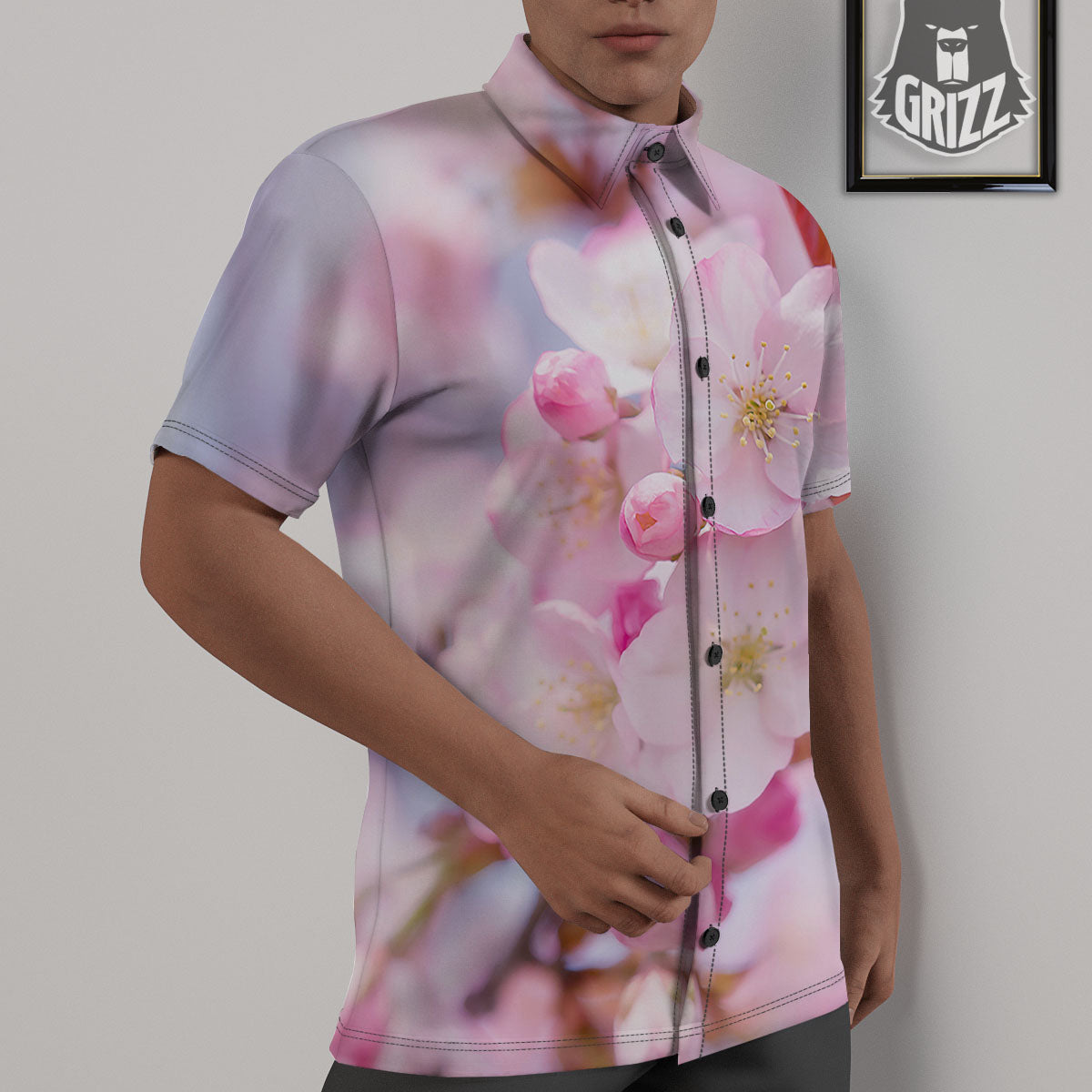Cherry Blossom Sakura Flower Print Untucked Shirts-grizzshop