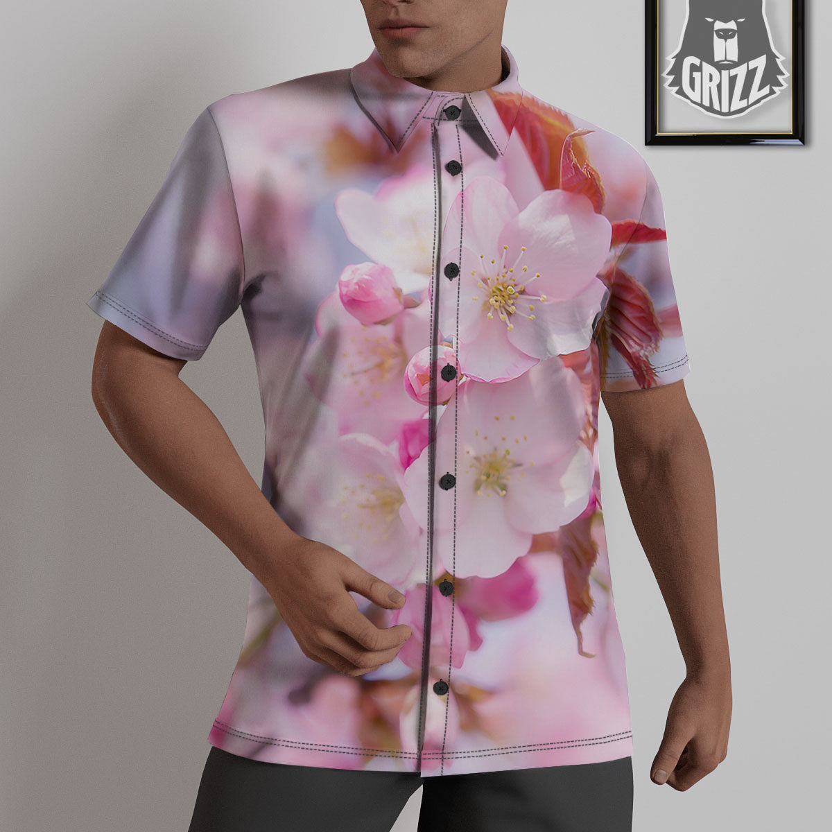 Cherry Blossom Sakura Flower Print Untucked Shirts-grizzshop
