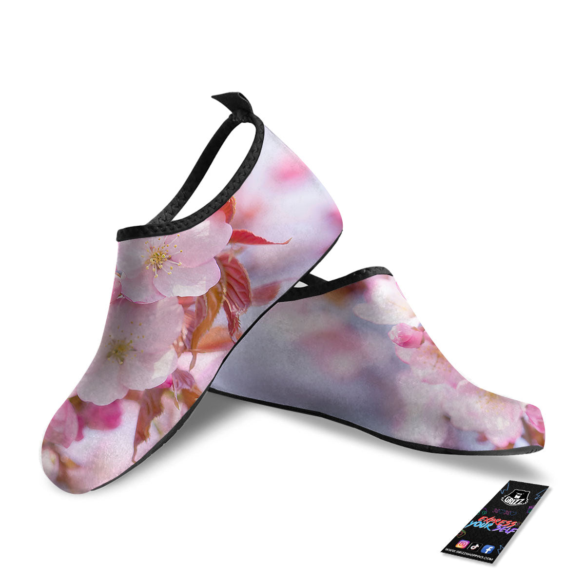Cherry Blossom Sakura Flower Print Water Shoes-grizzshop