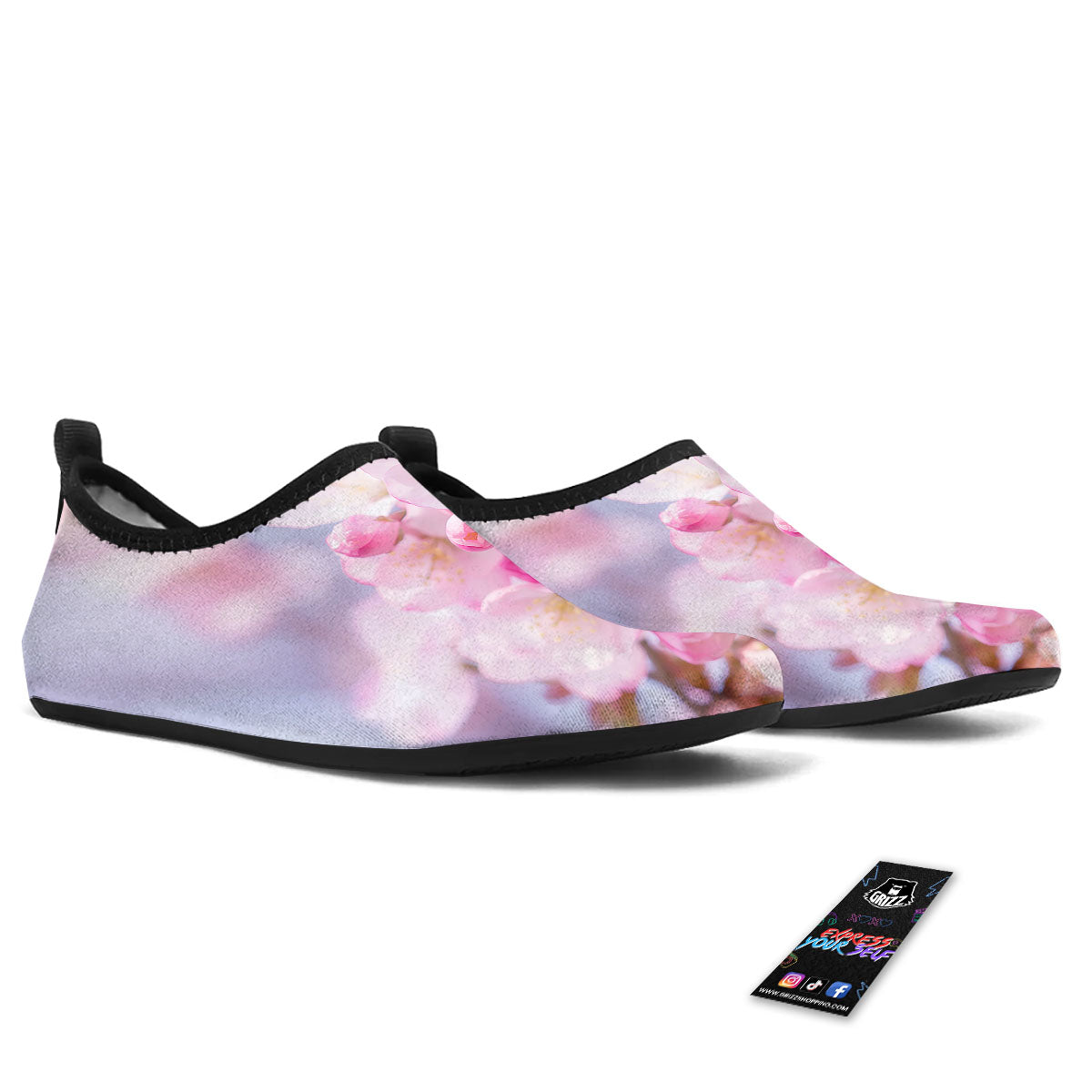 Cherry Blossom Sakura Flower Print Water Shoes-grizzshop