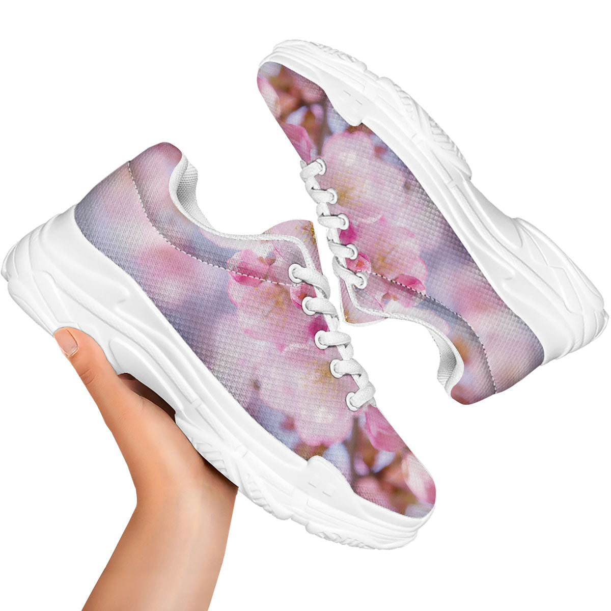 Cherry Blossom Sakura Flower Print White Chunky Shoes-grizzshop