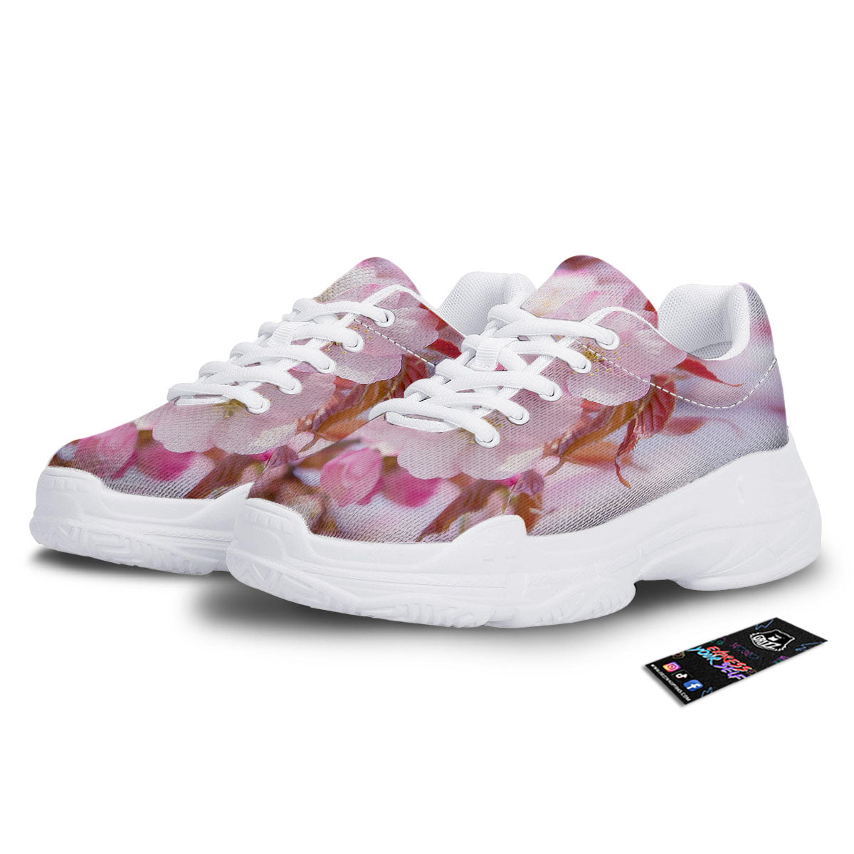 Cherry Blossom Sakura Flower Print White Chunky Shoes-grizzshop