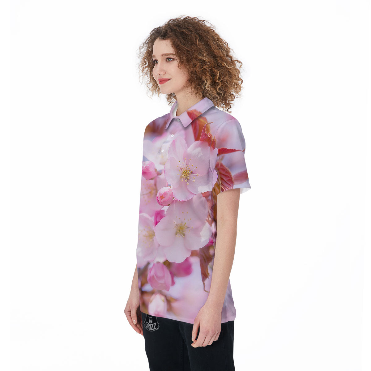 Cherry Blossom Sakura Flower Print Women's Golf Shirts-grizzshop