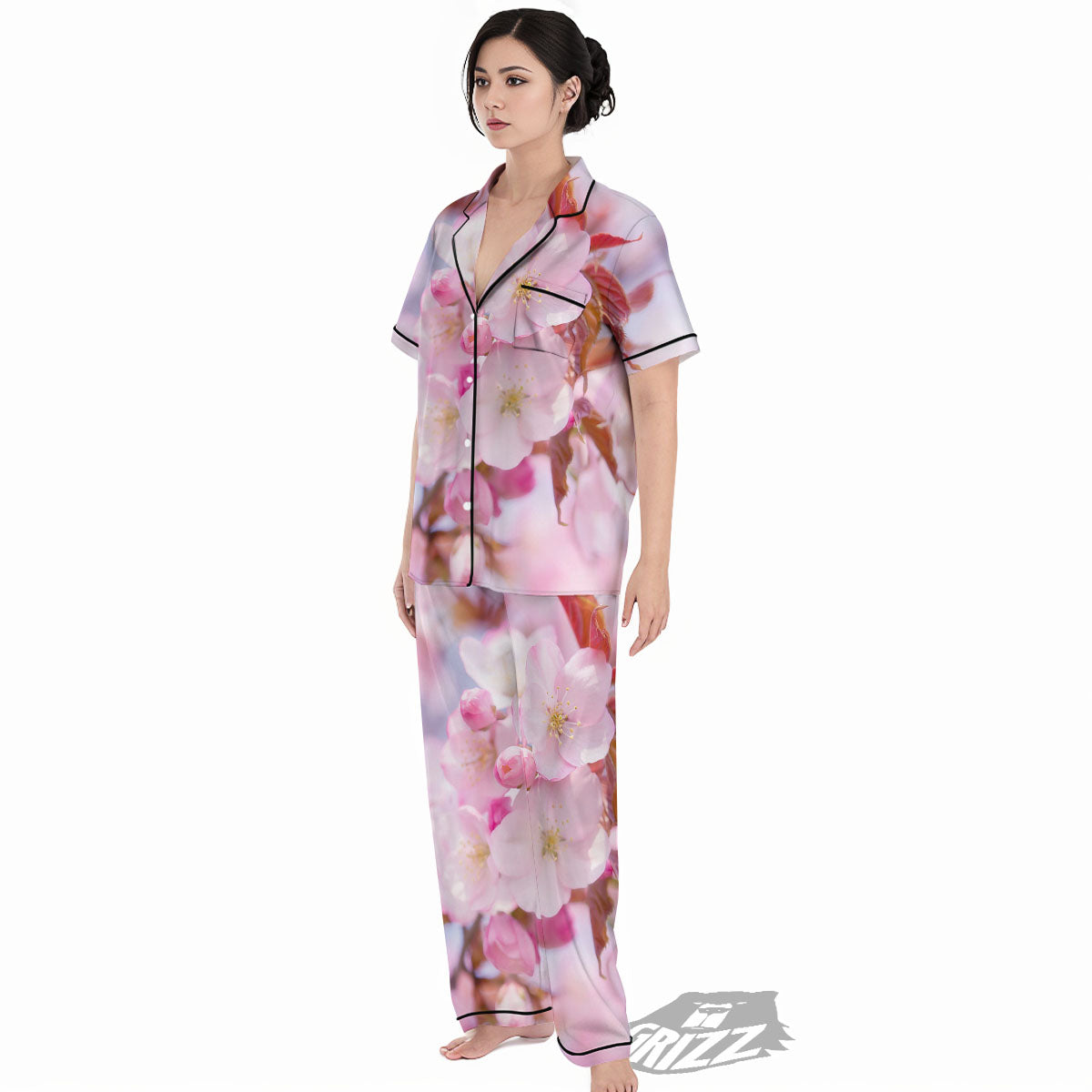 Cherry Blossom Sakura Flower Print Women's Pajamas Set-grizzshop