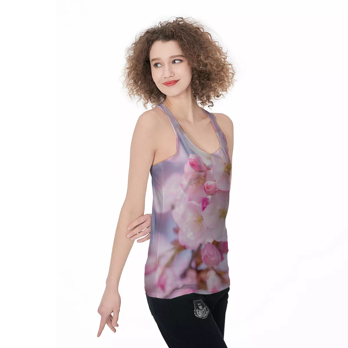 Cherry Blossom Sakura Flower Print Women's Racerback Tank Top-grizzshop
