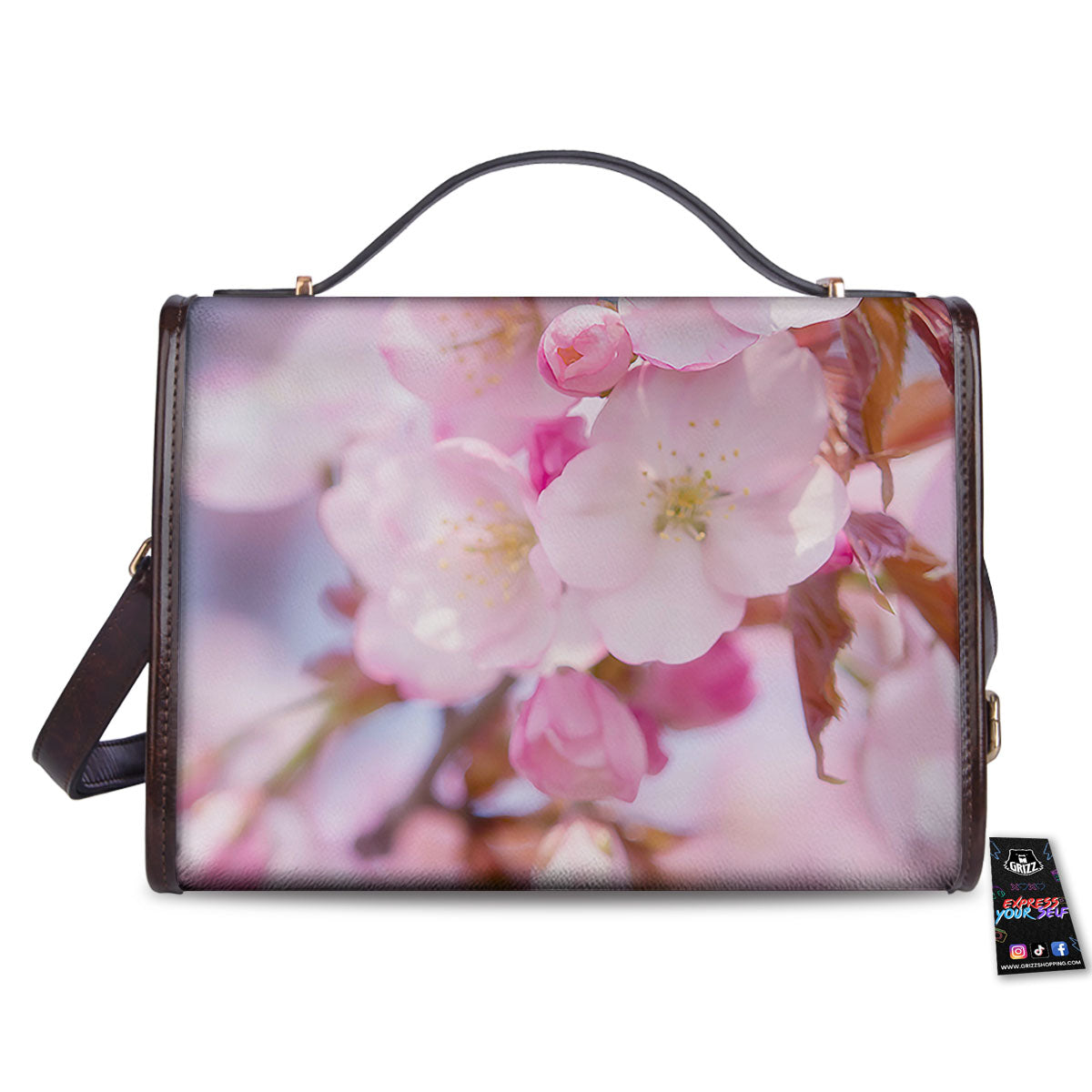 Cherry Blossom Sakura Flower Print Women's Satchel Bag-grizzshop