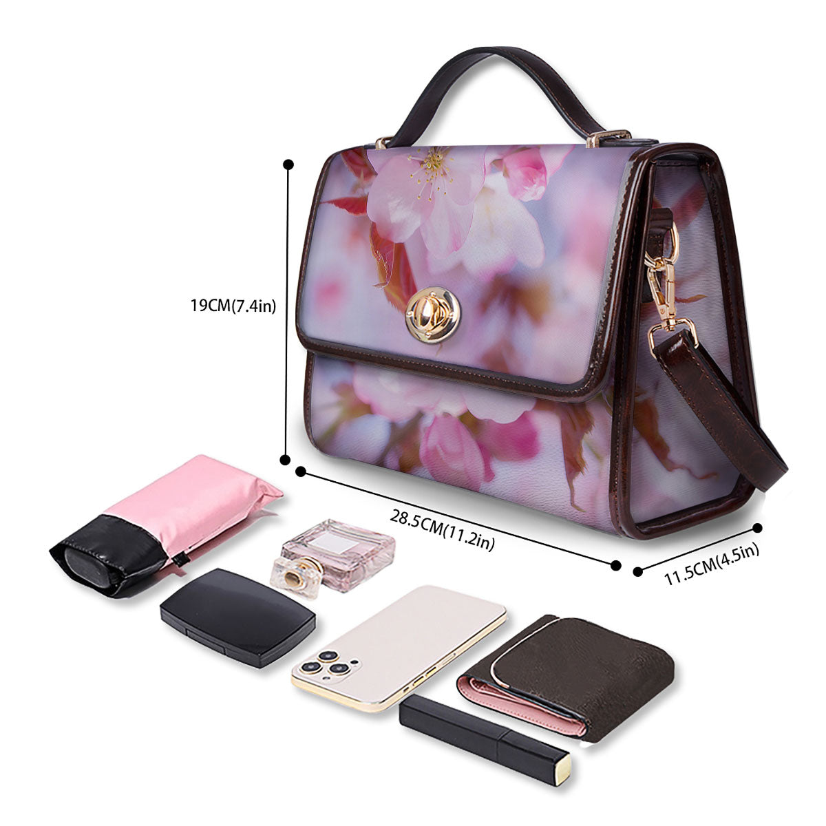Cherry Blossom Sakura Flower Print Women's Satchel Bag-grizzshop