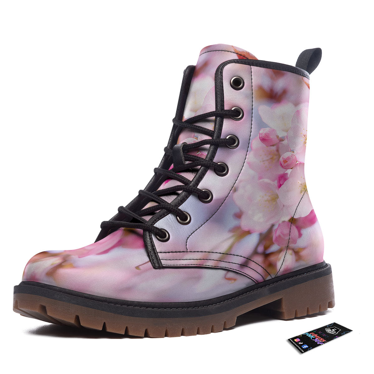 Cherry Blossom Sakura Flower Print Work Boots-grizzshop