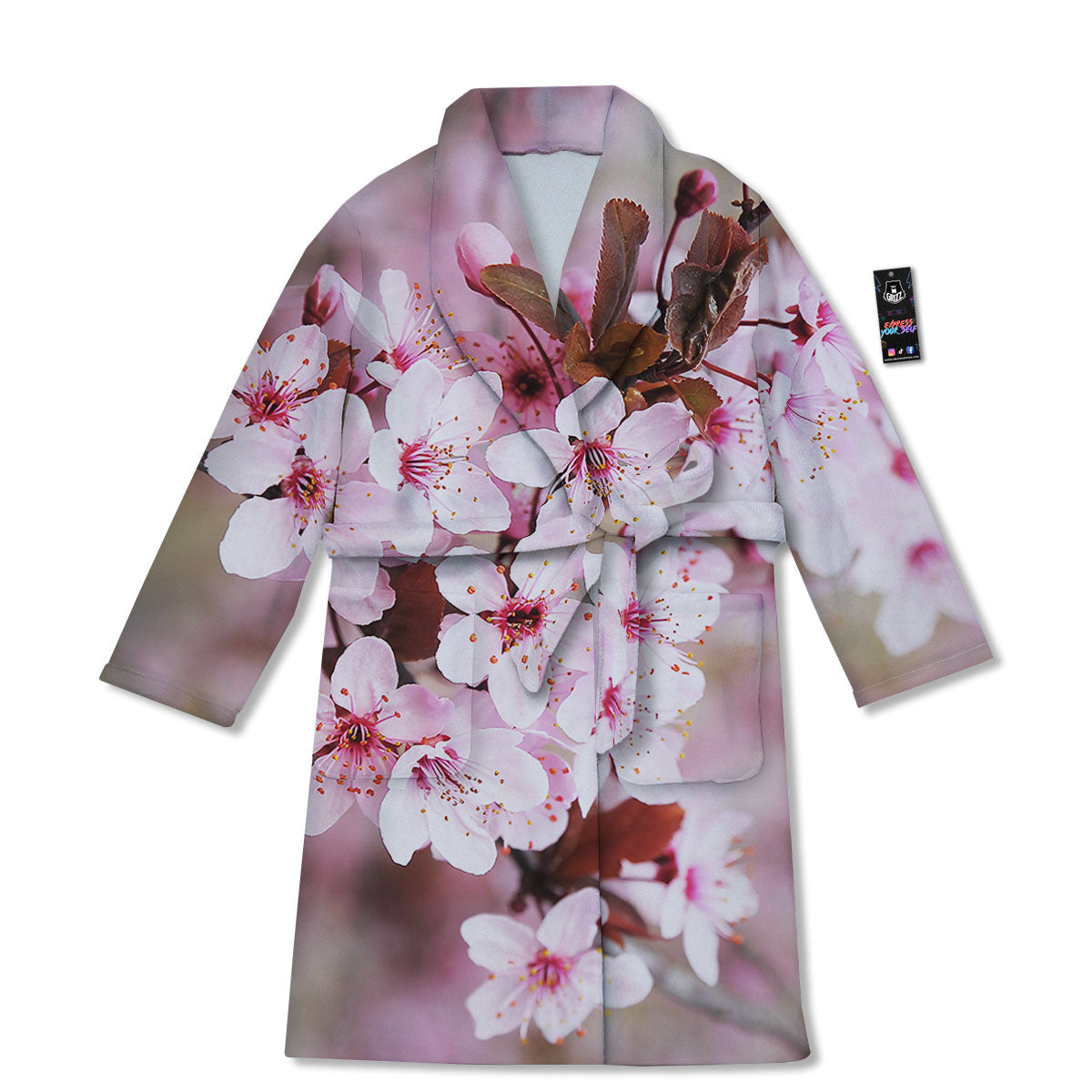Cherry Blossom Sakura Print Bathrobe-grizzshop