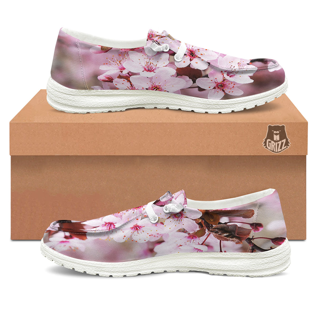 Cherry Blossom Sakura Print Black Loafers-grizzshop