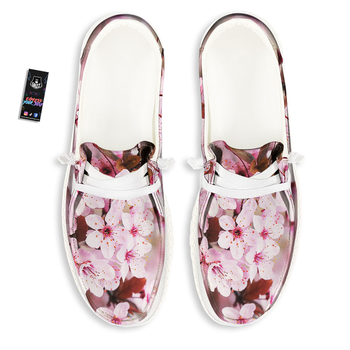 Cherry Blossom Sakura Print Black Loafers-grizzshop
