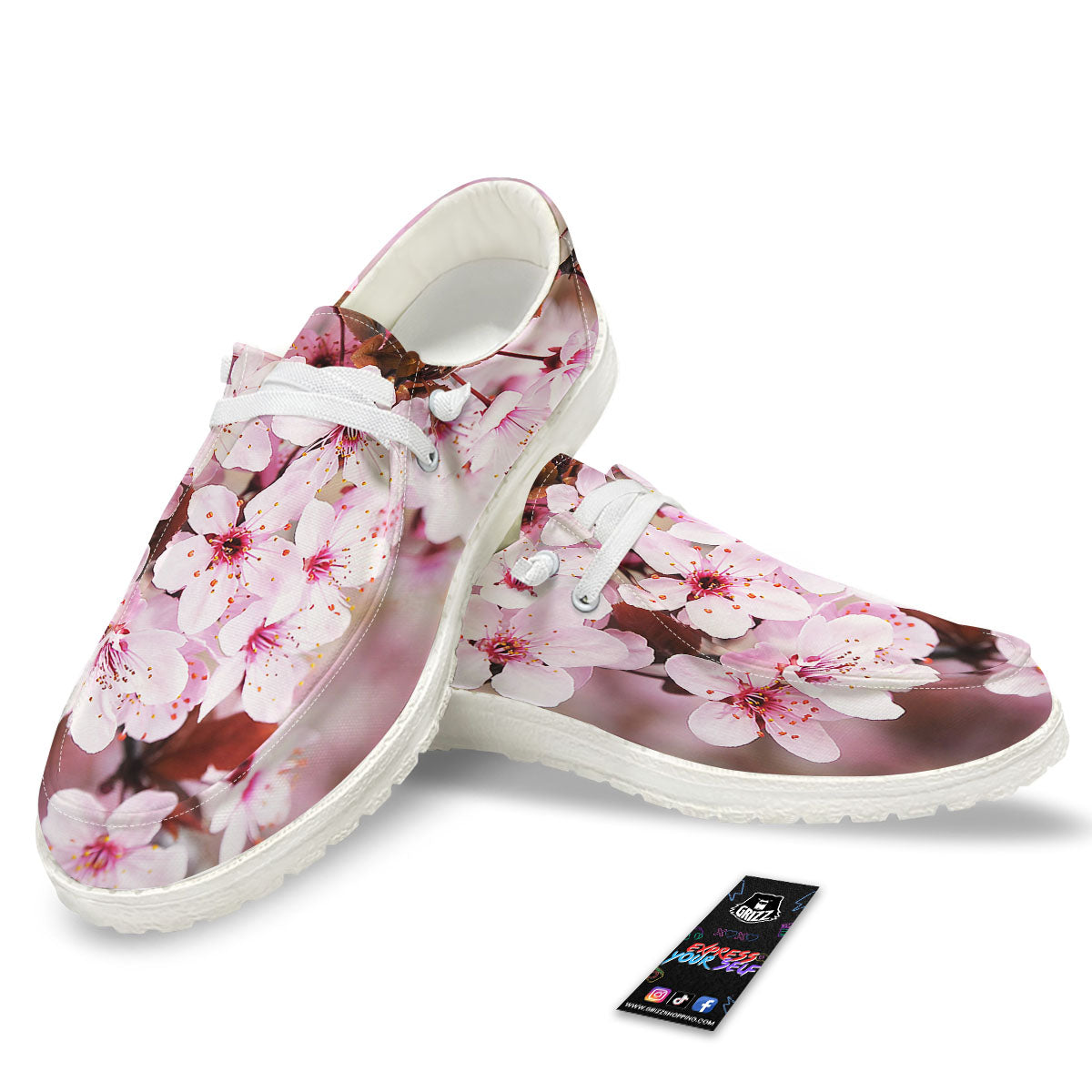 Cherry Blossom Sakura Print Black Loafers-grizzshop