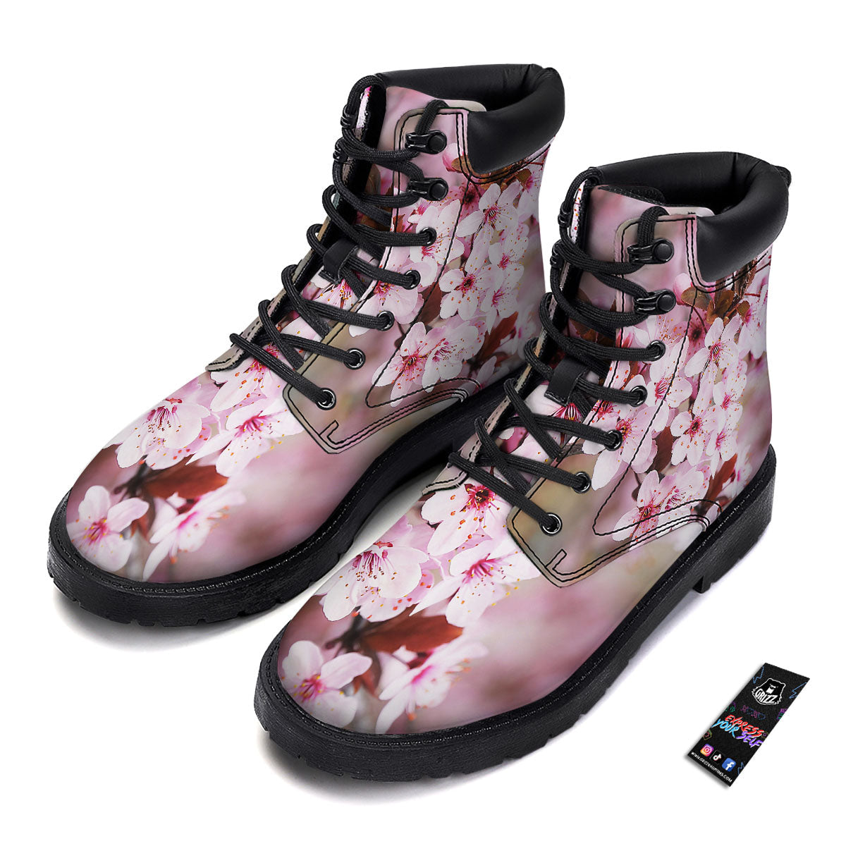 Cherry Blossom Sakura Print Boots-grizzshop