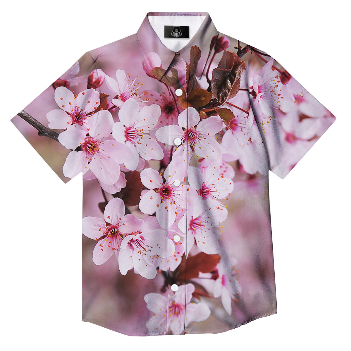 Cherry Blossom Sakura Print Button Up Shirt-grizzshop