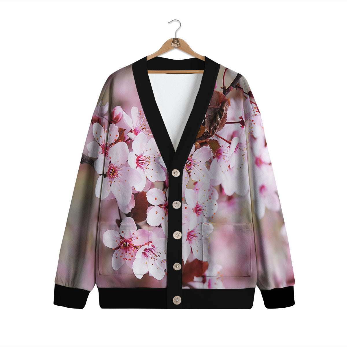Cherry Blossom Sakura Print Cardigan-grizzshop
