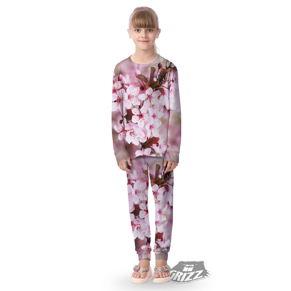 Cherry Blossom Sakura Print Kid's Pajamas-grizzshop