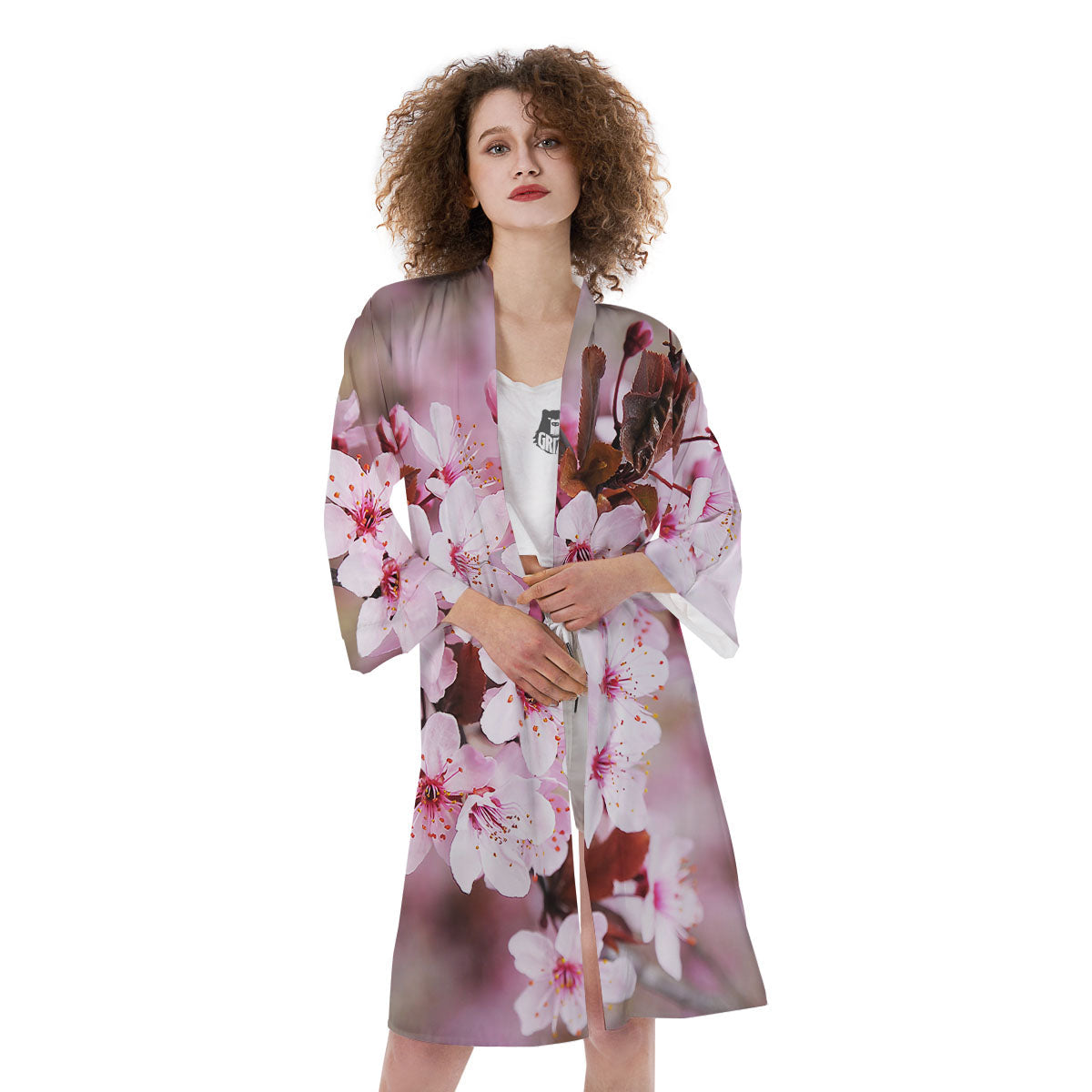 Cherry Blossom Sakura Print Kimono-grizzshop