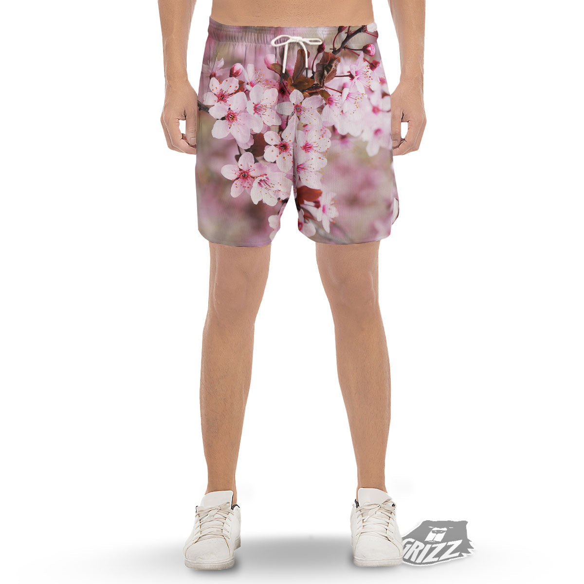 Cherry Blossom Sakura Print Men's Gym Shorts-grizzshop