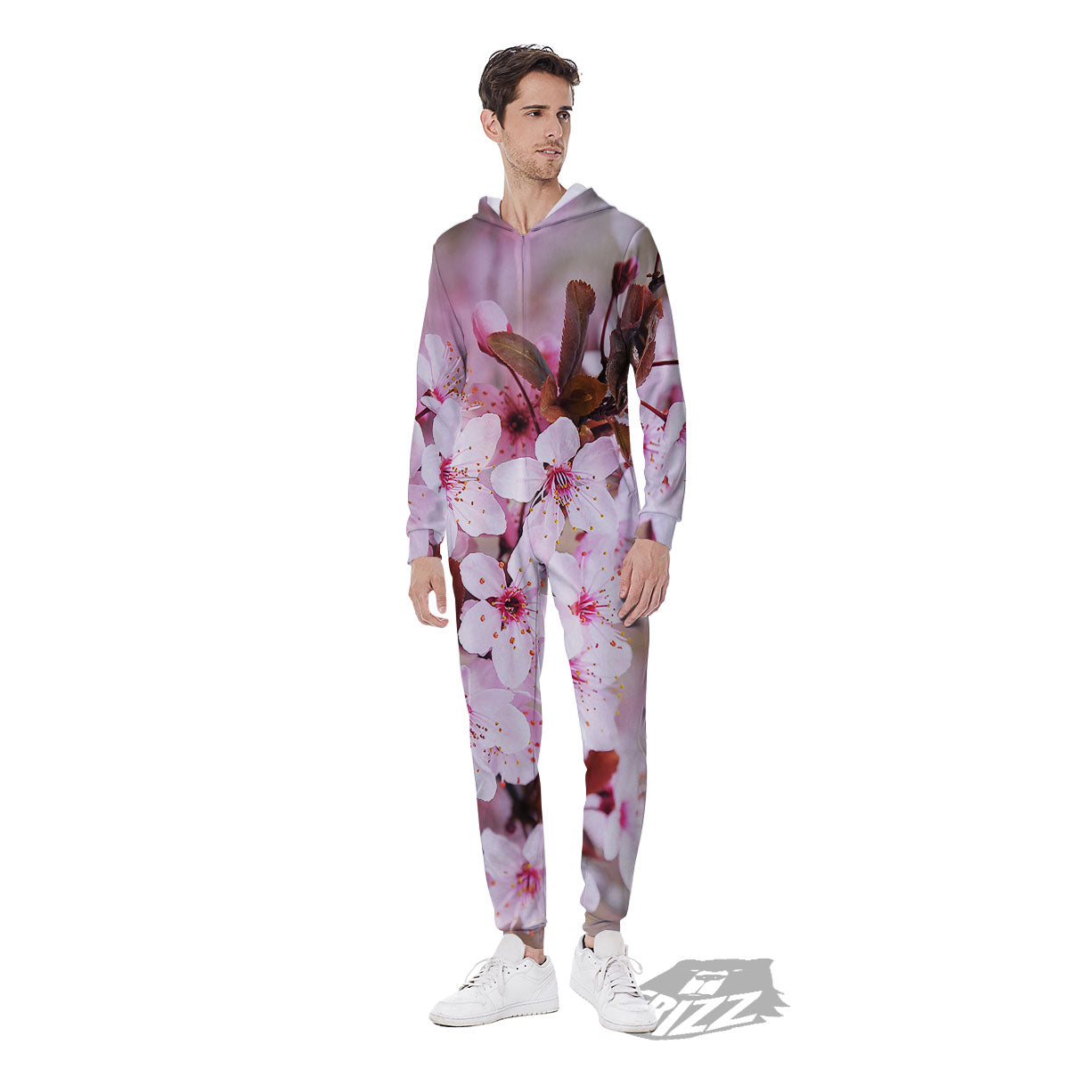 Cherry Blossom Sakura Print Men's Jumpsuit-grizzshop